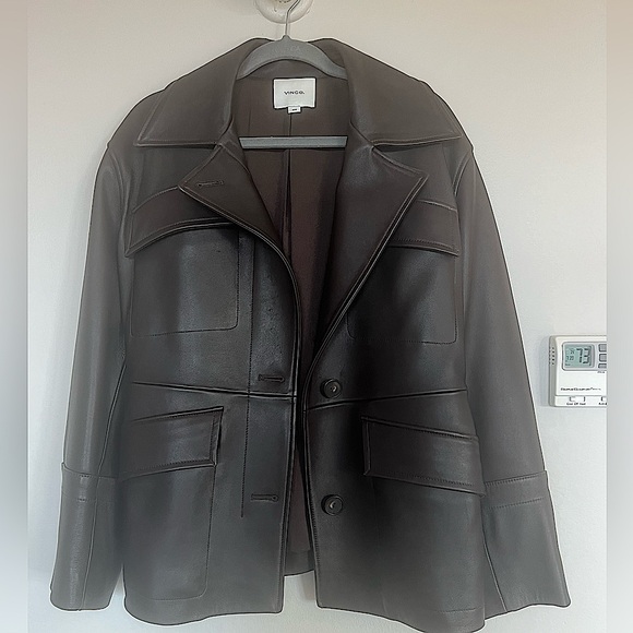 Vince Brown Leather Safari Jacket NWOT - Picture 6 of 9